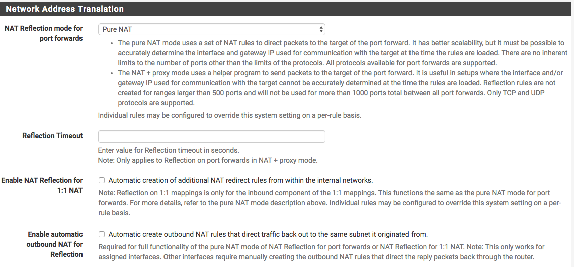 Enable Nat reflection for 1:1 Nat PFSENSE.