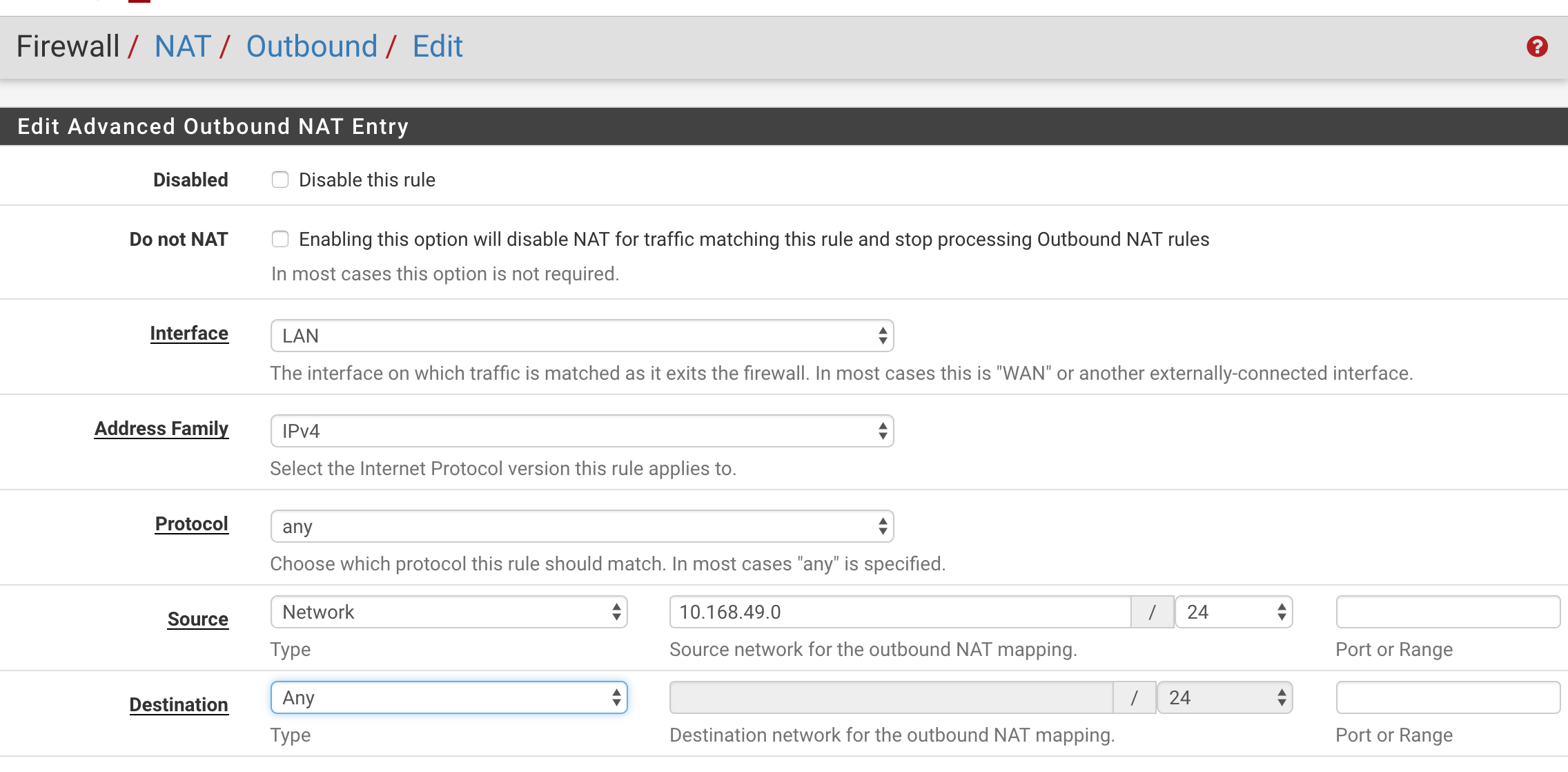 Отключение Nat. PFSENSE NETGATE. Nat. Destination Translated address.