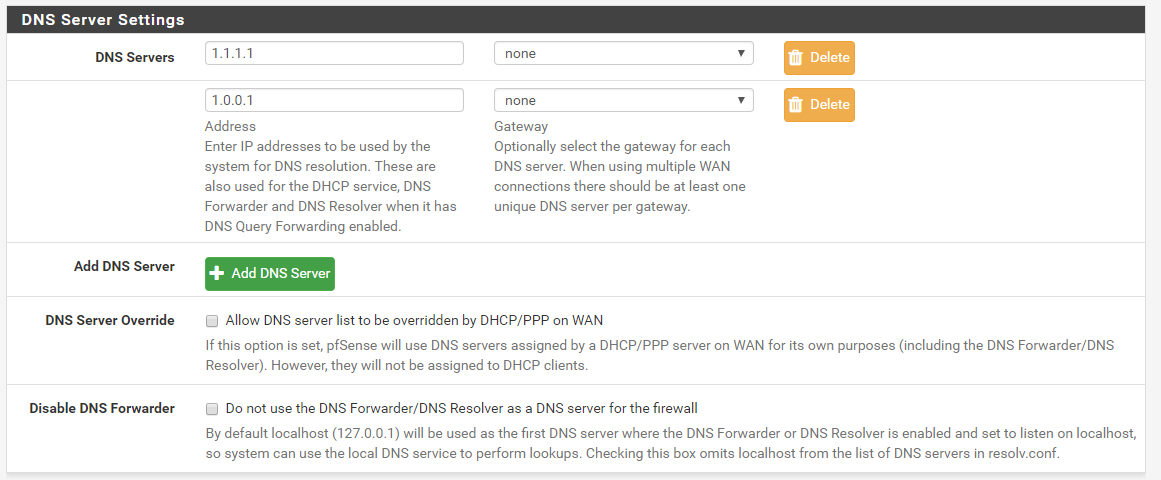 Dns list. PFSENSE DNS Server settings. When will the Servers be turned on?.