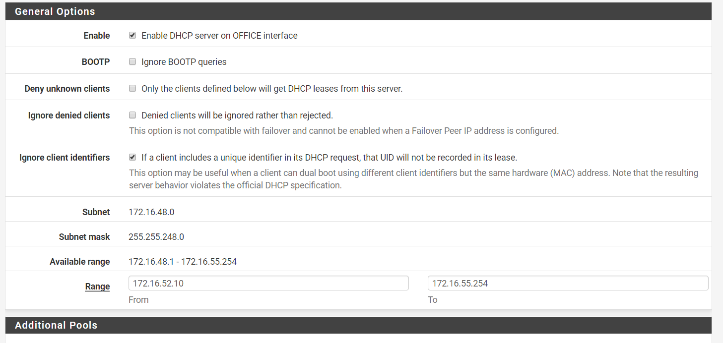 DHCP клиент. WIFI для PFSENSE. Выделенный сервер PFSENSE. PFSENSE несколько DHCP серверов.