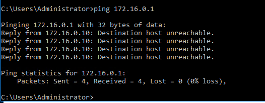 Ping to DG gives Destination Host Unreachable error.PNG