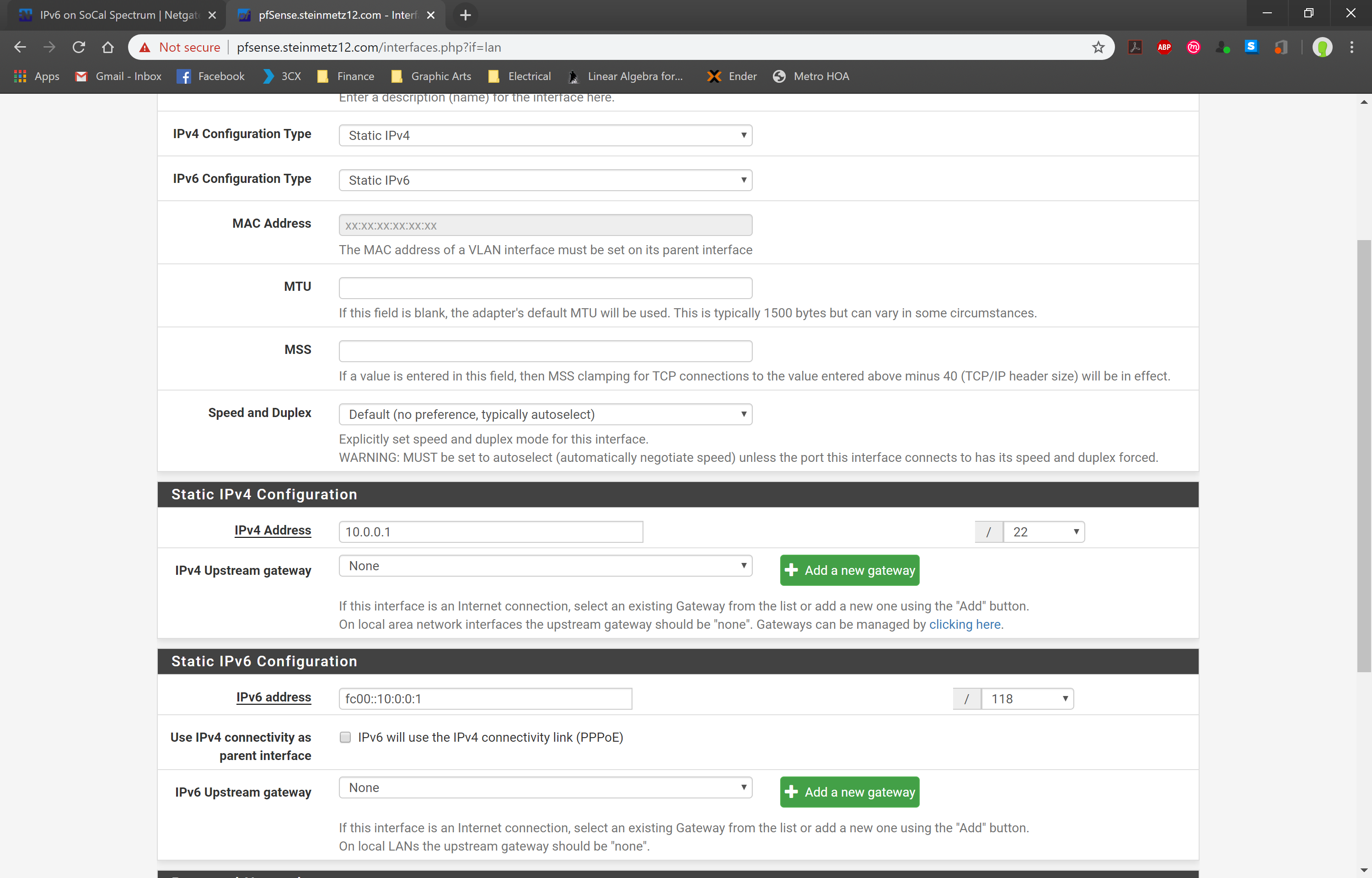 IPv6 on SoCal Spectrum | Netgate Forum