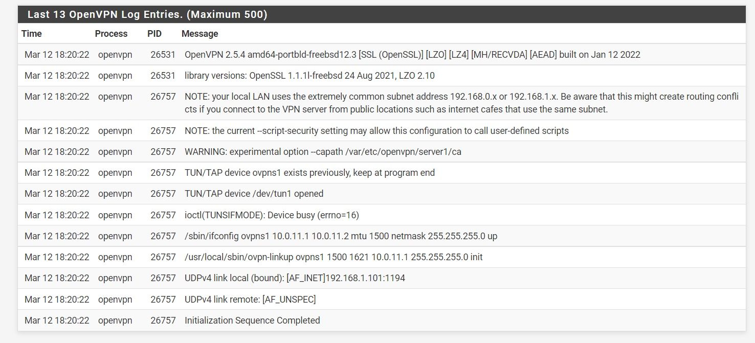 OpenVPN logs