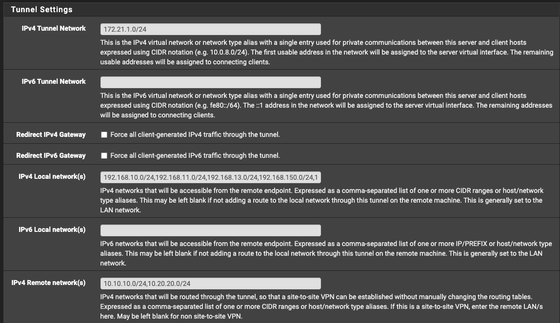 Server settings site A