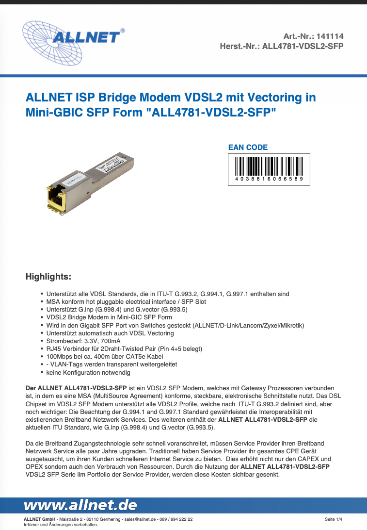 2100: 1/2 WAN via SFP module (VDSL modem) | Netgate Forum
