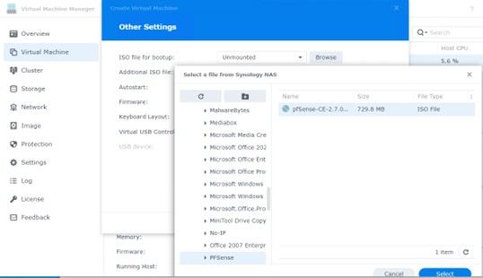 Virtualizing pfSense Firewall on Synology DSM Virtual Machine Manager