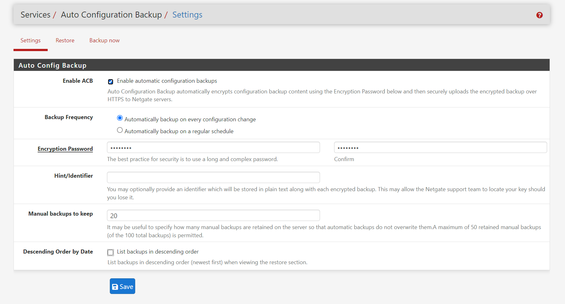 No backups listed (auto-backup of configuration) | Netgate Forum